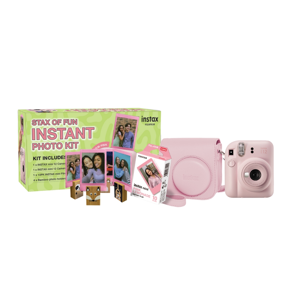 Fujifilm Instax Mini 12 Blossom Pink Festive Bundle Diamonds Camera